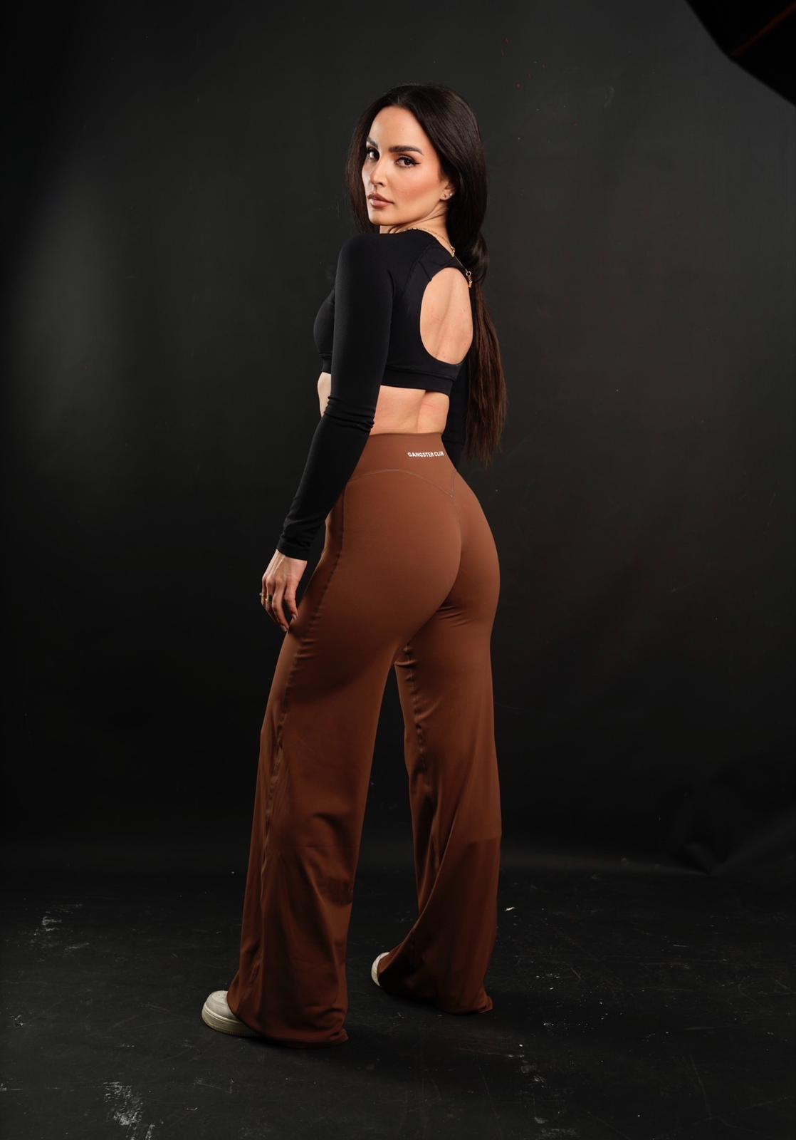 Brown Gangster Club Leg Pants